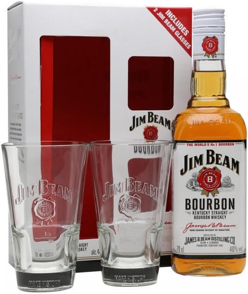 Jim Beam, п.у. с 2-мя стаканами – Джим Бим, с 2-мя стаканами