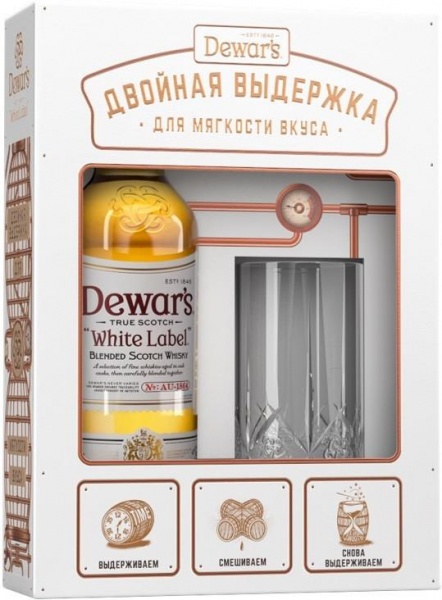 Dewar’s White Label, п.у. + стакан – Дюар’с Уайт Лэйбл, + стакан