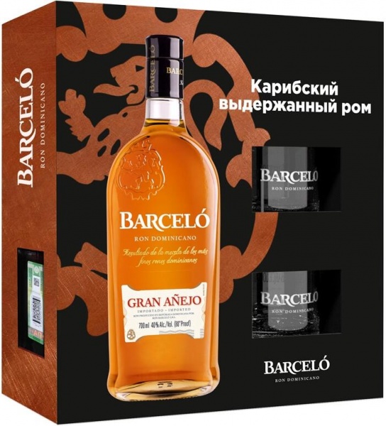 Ron Barcelo Gran Anejo, п.у. + 2 стакана – Рон Барсело Гран Аньехо
