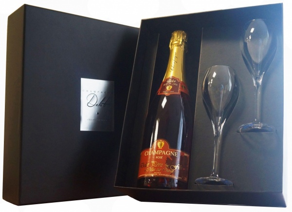 Champagne Delot, Rose Brut (Gift Box) – Шампань Дело, Розе Брют (в п/у+2 бокала)