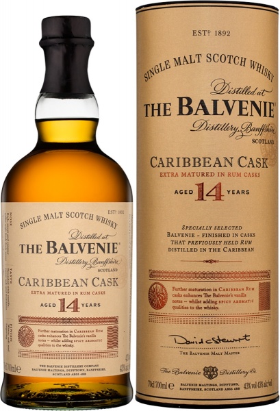 Balvenie Caribbean Cask 14YO Malt Scotch Whisky – Балвэни Каррибиен Каск 14 лет, Уильям Грант энд Санс