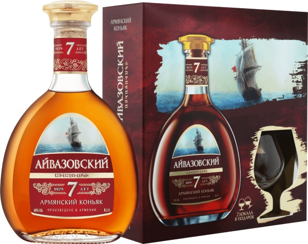 Aivazovsky Armenian Brandy 7 Y.O. (gift box with 2 glasses) – Айвазовский 7 Лет В Подарочной Упаковке С 2 Бокалами