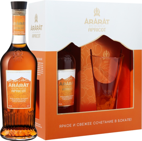 ARARAT Apricot (gift box with a glass) – Арарат Абрикос Спиртной Напиток На Основе Коньяка В Подарочной Упаковке С Бокалом