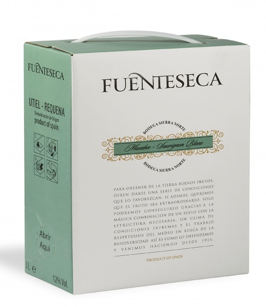 Вино ”Fuenteseca” Macabeo Sauvignon Blanc, Organic bag in box 3L – Вино ”Фуэнтесека” Макабео Совиньон Блан, Органик, 3л