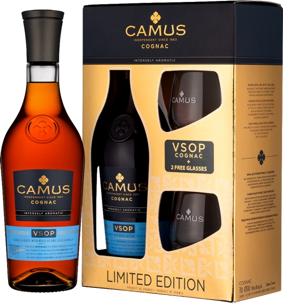 Camus VSOP, п.у. + 2 стакана – Камю ВСОП